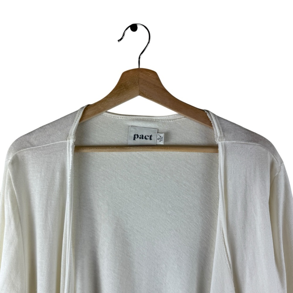 PACT Organic Cotton Open Front Comfy Cardigan Ivory Large - Picture 4 of 6